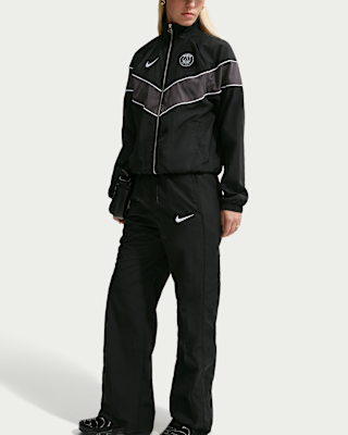 ウォーキング・ランニングウェア NIKE Setup Nylon Jacket Pants Black M/S Paris Saint-Germain Windrunner Women's Nike Football High-Waisted